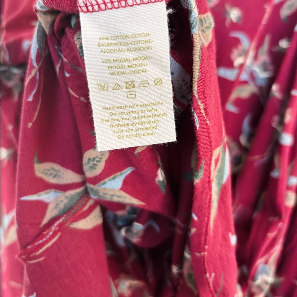 Free People Elsa Drape Open Back Maroon Floral Blouse Medium - Picture 5 of 5